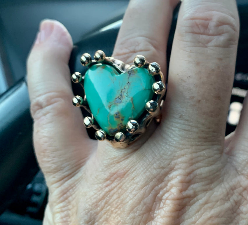 Ring Bronze Turquoise Heart