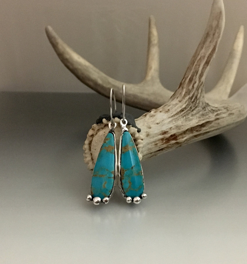 Earrings Sterling Silver and Kingman Turquoise