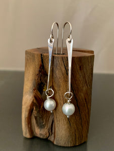 Earrings Sterling Silver Dangle with Pearl