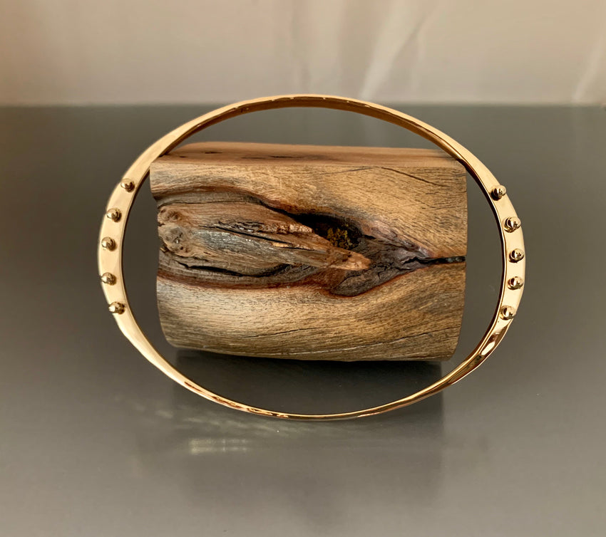 Bronze Oval Shape Bracelet with Peg Accent