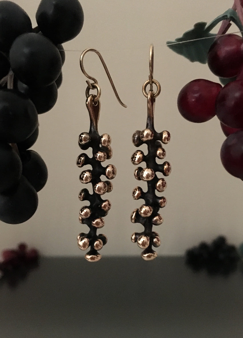 Grape Vine Bronze Dangle Earrings