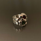 Ring Sterling Silver Bubbles with Garnet and Tourmaline