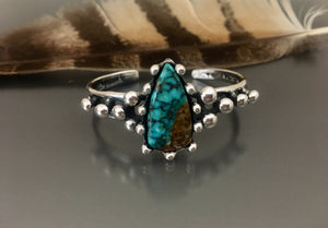Sterling Silver cuff bracelet with tear drop Turquoise