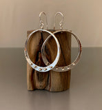 Sterling Silver Loop Earrings With Peg Accent