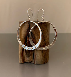 Sterling Silver Loop Earrings With Peg Accent