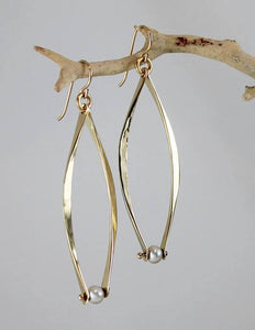 Bronze Dangles Earrings with Pearl - JACK BOYD ART STUDIO and RON BOYD DESIGNS