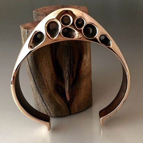 Bronze Large Gauge Cuff with Cut Out Accents - JACK BOYD ART STUDIO and RON BOYD DESIGNS