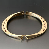 Bronze Large Gauge Oval Shape Hinged Bracelet with Peg Accent - JACK BOYD ART STUDIO and RON BOYD DESIGNS