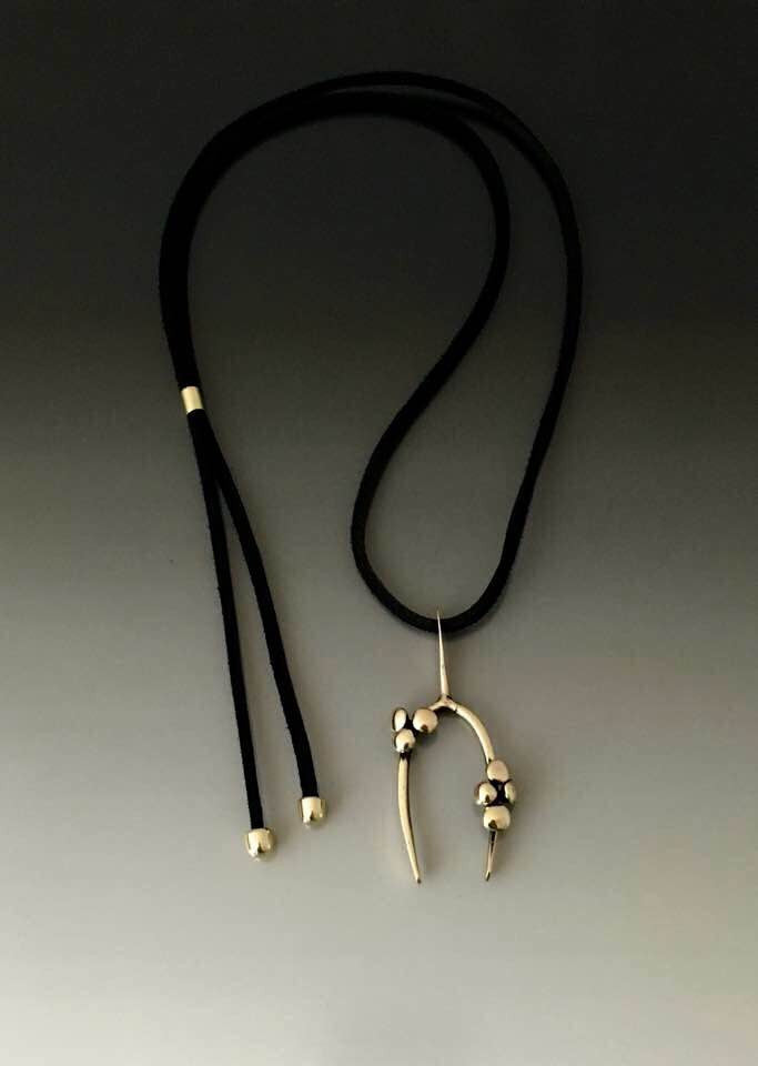Bronze Necklace Wish Bone Pendant - JACK BOYD ART STUDIO and RON BOYD DESIGNS