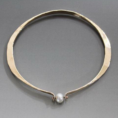 Bronze Oval Shape Bracelet with Pearl - JACK BOYD ART STUDIO and RON BOYD DESIGNS