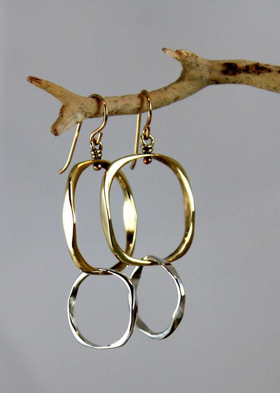 Bronze Small Square Earrings with Sterling Silver Small Loop - JACK BOYD ART STUDIO and RON BOYD DESIGNS