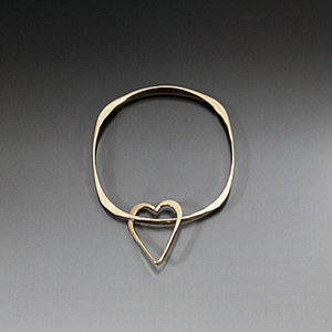Bronze Square Shape Bracelet with Heart Dangle - JACK BOYD ART STUDIO and RON BOYD DESIGNS