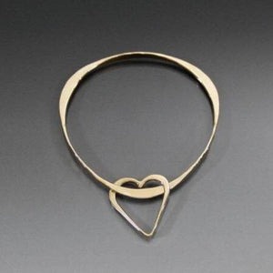 Bronze Triangle Shape Bracelet with Heart Dangle - JACK BOYD ART STUDIO and RON BOYD DESIGNS