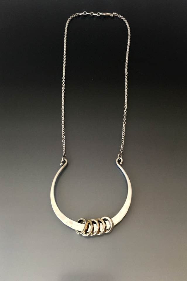 Hammered Horse Shoe Necklace with Rings - JACK BOYD ART STUDIO and RON BOYD DESIGNS