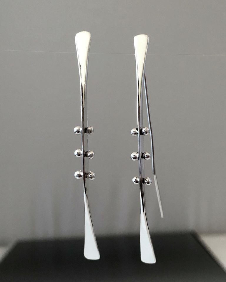 Sterling Silver Dangle Earrings with Peg Accent - JACK BOYD ART STUDIO and RON BOYD DESIGNS
