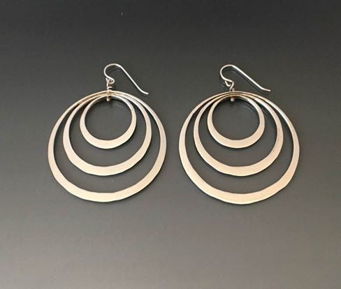 Sterling Silver Elliptical Triple Loop Earrings - JACK BOYD ART STUDIO and RON BOYD DESIGNS