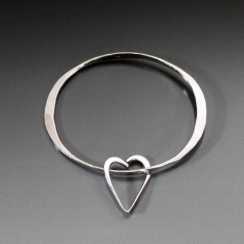 Sterling Silver Oval Shape Bracelet with Heart - JACK BOYD ART STUDIO and RON BOYD DESIGNS