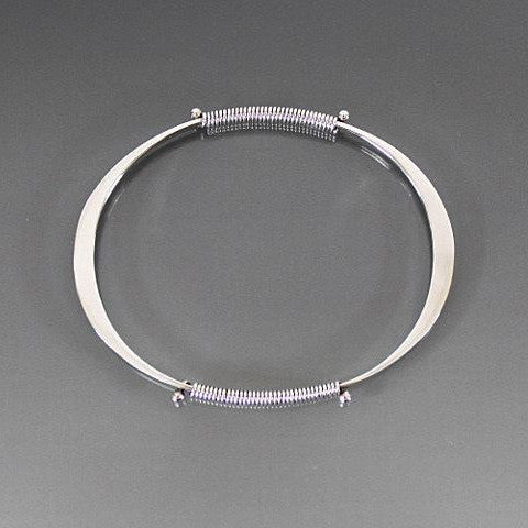 Sterling Silver Oval Shape Bracelet with Wire Wrap Accent - JACK BOYD ART STUDIO and RON BOYD DESIGNS