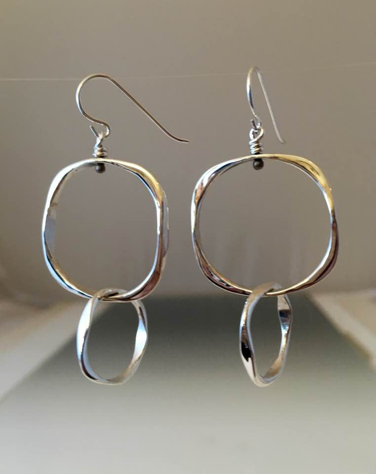 Sterling Silver Small Square Earrings with Sterling Silver Small Loop - JACK BOYD ART STUDIO and RON BOYD DESIGNS
