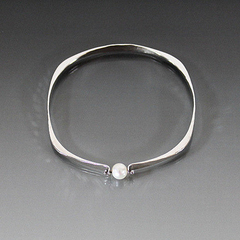 Sterling Silver Square Shape Bracelet with Pearl - JACK BOYD ART STUDIO and RON BOYD DESIGNS