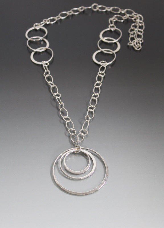 Sterling Silver Three Loop Pendant Necklace - JACK BOYD ART STUDIO and RON BOYD DESIGNS