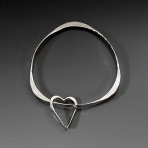 Sterling Silver Triangle Shape Bracelet with Heart Dangle - JACK BOYD ART STUDIO and RON BOYD DESIGNS